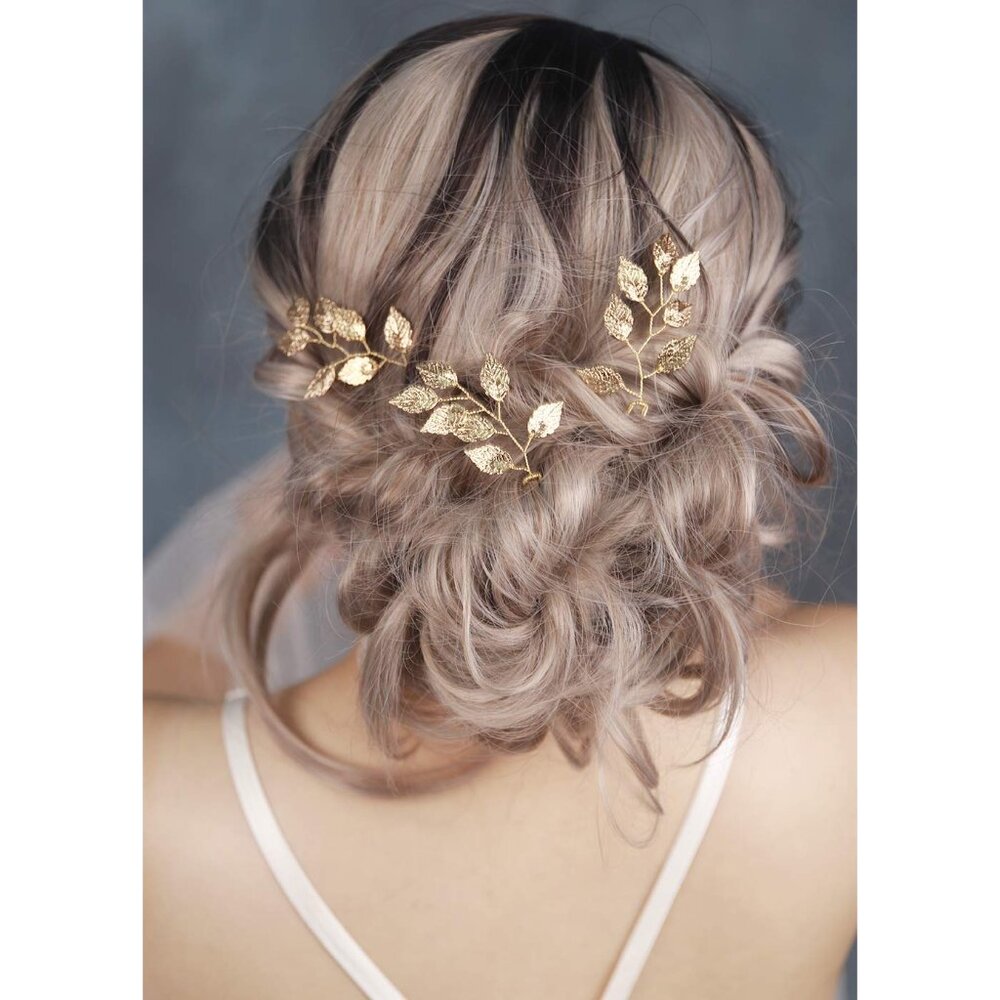 Bride Hair Accessories Hair Pins Clip Bobby Pins Vintage Gold Leaf Bridesmaid He